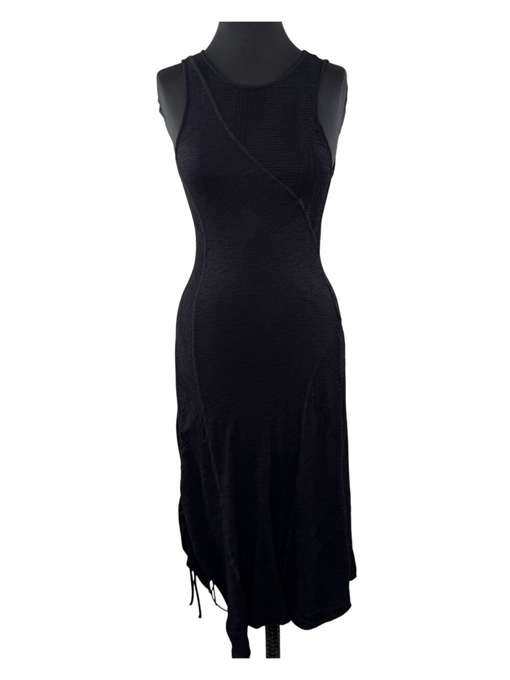Metalicus Australia Black Tank Dress Merino Wool Ruched Textured Party Size S/M